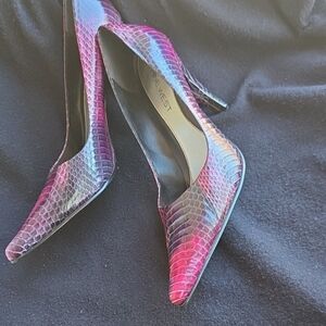 Nine West Purple, Black Fucia Snake Print Heels